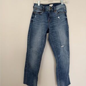 J. Crew Distressed Ankle Jeans in Blue